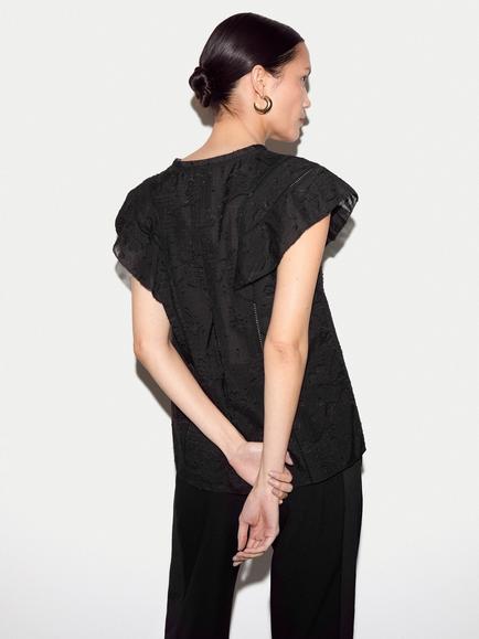 Jigsaw Floral Jacquard Top - view 2, Black