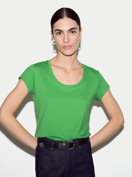 Jigsaw Supima Cotton Scoop Neck T-Shirt, Bamboo