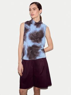 Jigsaw Tiger Orchid Silk Knit Tank Top, Blue/Multi, Blue/Multi