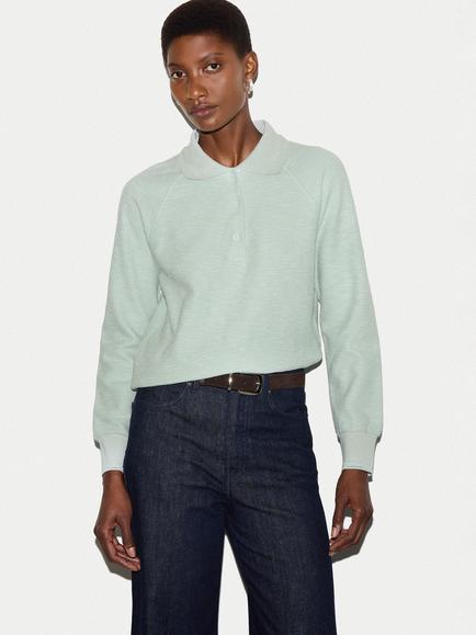 Jigsaw Textured Polo Collar Top, Light Green