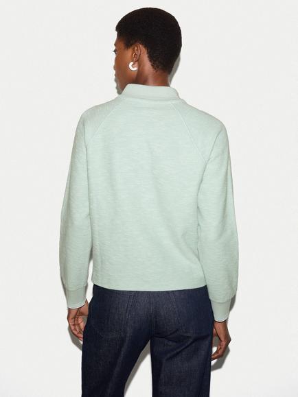Jigsaw Textured Polo Collar Top - view 2, Light Green