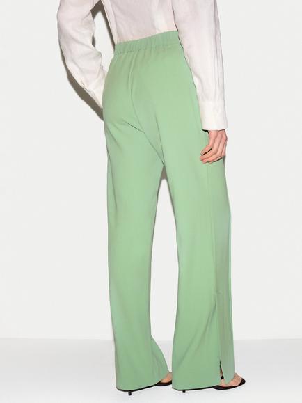 Jigsaw Cropped Split Hem Trousers, Green - view 2, Green