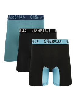 OddBalls Assorted Designs Bamboo Boxer Shorts, Pack of 3, Blue/Black