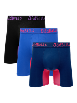 OddBalls Assorted Designs Bamboo Boxer Shorts, Pack of 3, Blue/Multi