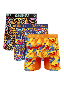 OddBalls Bamboo Patterned Mix Boxers, Pack of 3, Multi, Multi