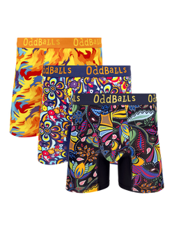 OddBalls Mixed Pattern Bamboo Blend Boxer Shorts, Pack of 3, Multi, Multi