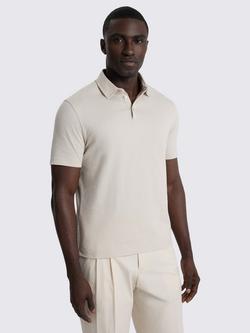 Moss Cotton Jersey Polo Shirt, Oatmeal, Oatmeal