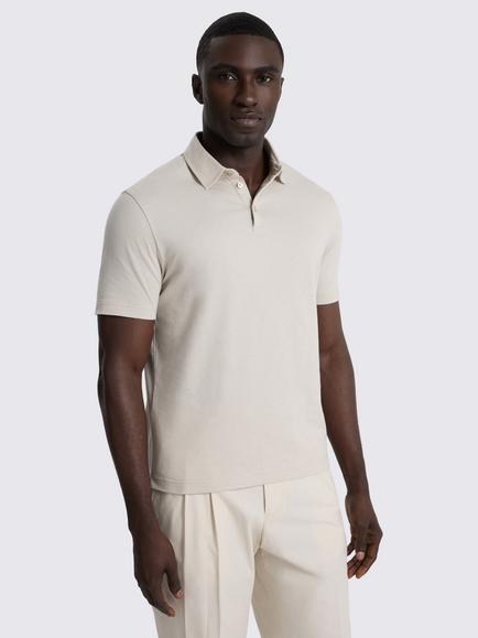 Moss Cotton Jersey Polo Shirt, Oatmeal