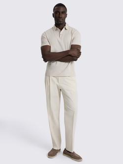 Moss Cotton Jersey Polo Shirt, Oatmeal - view 2, Oatmeal