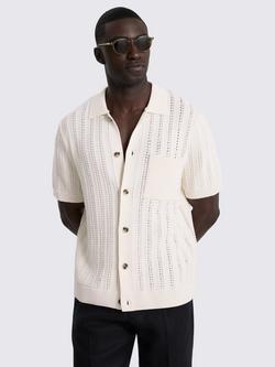 Moss Chevron Pointelle Knitted Shirt, Off White