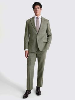 Moss Regular Fit Herringbone Suit Jacket, Sage - view 2, Sage