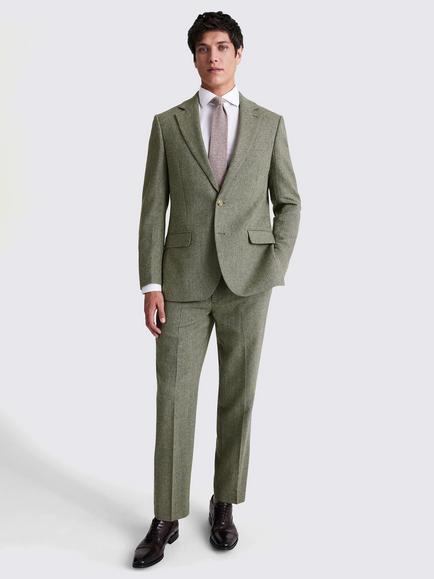 Moss Regular Fit Herringbone Suit Jacket, Sage - view 2, Sage