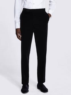 Moss Slim Fit Velvet Dress Trousers, Black, Black