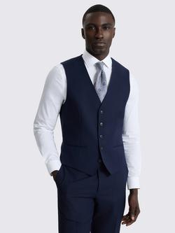Moss Slim Fit Wool Blend Performance Waistcoat, Ink