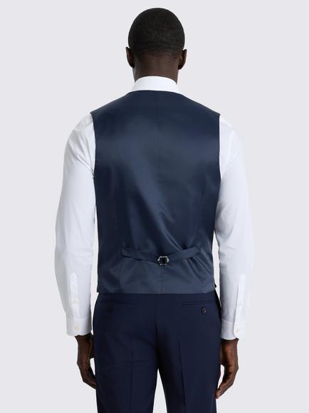 Moss Slim Fit Wool Blend Performance Waistcoat - view 2, Ink