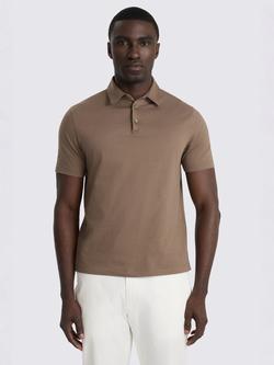 Moss Short Sleeve Jersey Cotton Polo Shirt, Brown, Brown