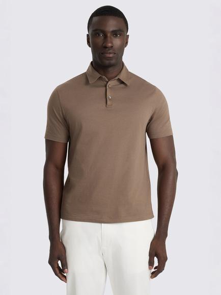 Moss Cotton Jersey Polo Shirt, Brown