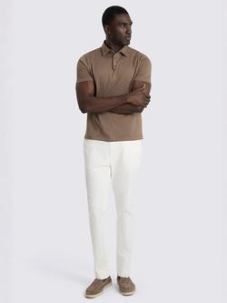 Moss Short Sleeve Jersey Cotton Polo Shirt, Brown - view 2, Brown