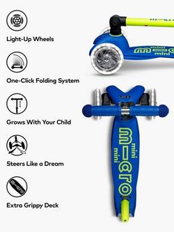 Micro Scooters Mini Micro Neon Foldable LED Scooter, Blue/Yellow - view 2, Blue/Yellow