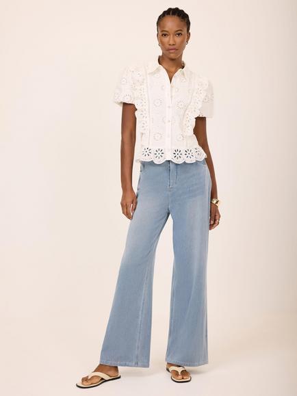 Mint Velvet Indigo Wide Jeans, Blue, Blue