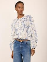 Mint Velvet Floral Print Blouse, Blue