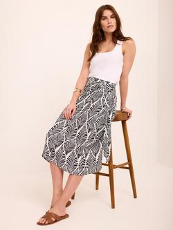 Mint Velvet Geo Print Wrap Midi Skirt, Blue Navy, Blue Navy