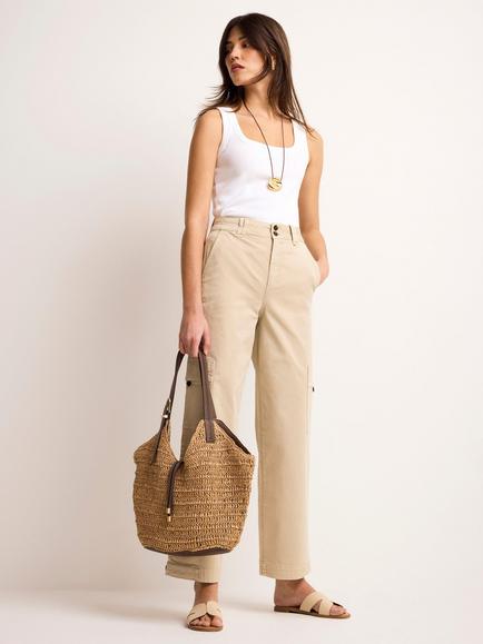Mint Velvet Utility Chino Trousers, Brown Camel - view 2, Brown Camel