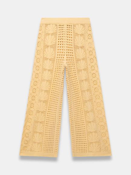 Mint Velvet Shell Crochet Trousers, Yellow, Yellow