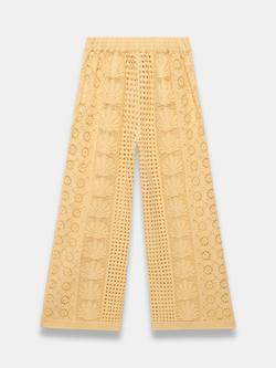 Mint Velvet Shell Crochet Trousers, Yellow - view 2, Yellow