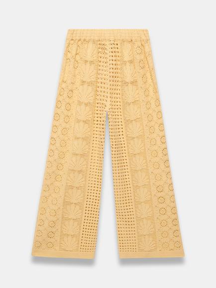 Mint Velvet Shell Crochet Trousers, Yellow - view 2, Yellow