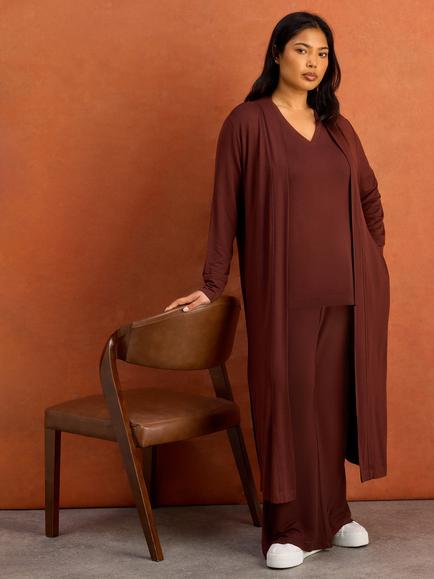 Live Unlimited Longline Open Cardigan, Brown, Brown