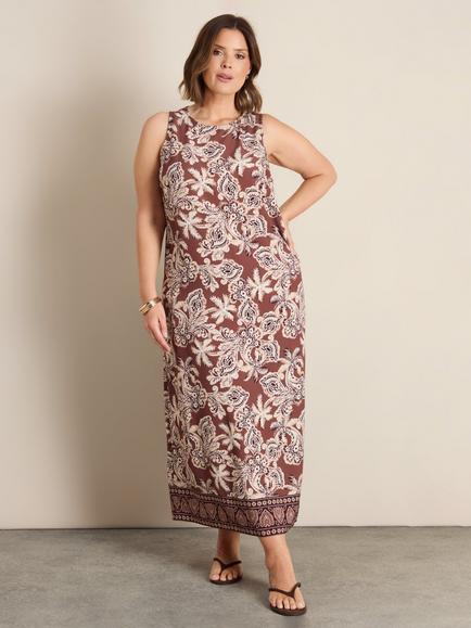 Live Unlimited Floral Print Sleeveless Maxi Dress, Brown, Brown
