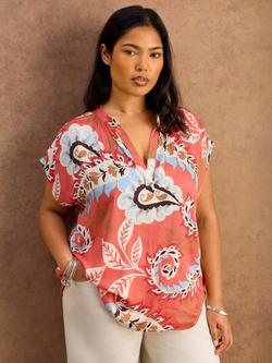 Live Unlimited Petite V-Neck Paisley Top, Pink - view 2, Pink