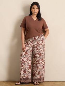 Live Unlimited Floral Drawstring Trousers, Brown, Brown