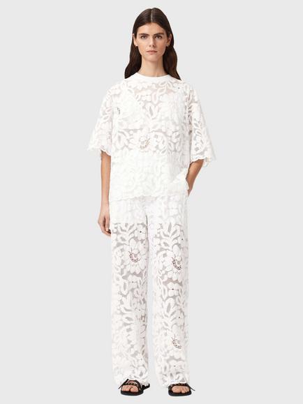 AllSaints Amelie Lace T-Shirt, Optic White - view 2, Optic White