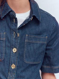 Boden Zia Striped Denim Pocket Dress, Indigo - view 2, Indigo