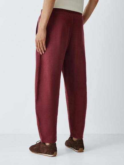 John Lewis Pure Cotton Barrel Leg Joggers, Burgundy - view 2, Burgundy