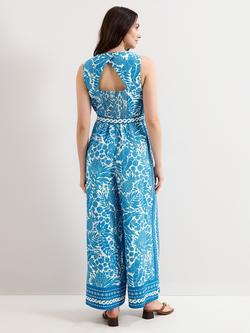 Phase Eight Cyra Tropical Print Jumpsuit, Blue - view 2, Blue