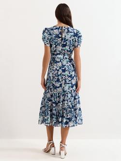 Phase Eight Azalea Fil Coupe Floral Dress, Indigo - view 2, Indigo