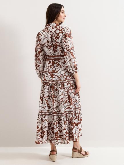Phase Eight Coralie Leaf Print, Tan - view 2, Tan