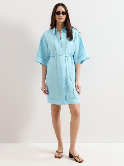 Phase Eight Lara Linen Blend Shirt Dress, Blue, Blue