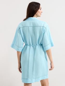 Phase Eight Lara Linen Blend Shirt Dress, Blue - view 2, Blue