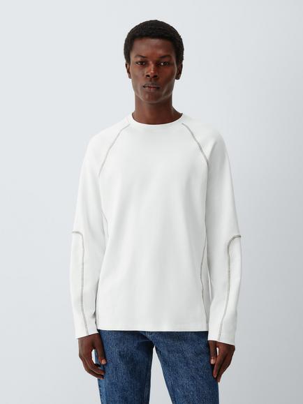 Kin Cotton Regular Fit Crew Neck T-Shirt, White/ Dusky Green