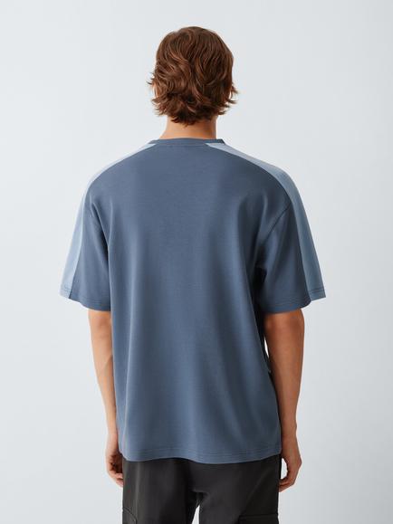 Kin Cotton Colour Block Crew Neck T-Shirt, Grisaille - view 2, Grisaille