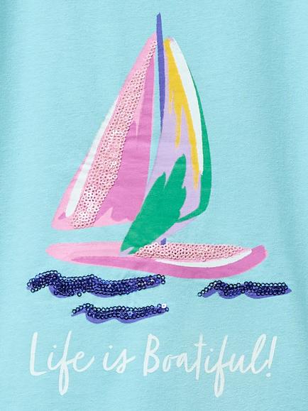Crew Clothing Kids' Graphic T-Shirt, Aqua Blue - view 2, Aqua Blue