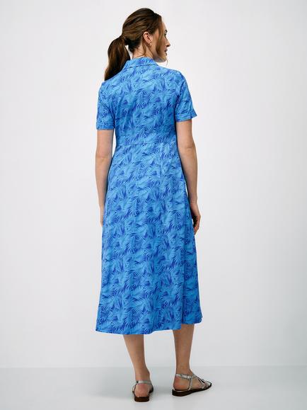 Crew Clothing Leaf Print Demi Shirt Dress, Aqua Blue - view 2, Aqua Blue