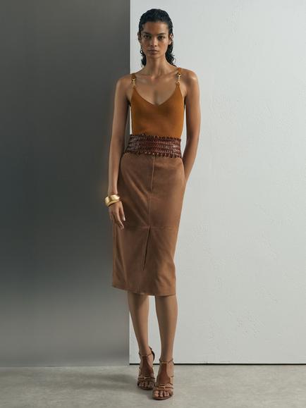 Reiss Cara V-Neck Silk Blend Camisole, Rust, Rust