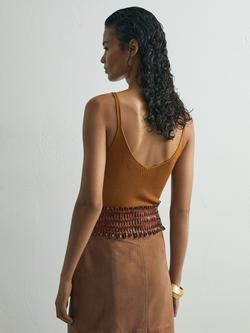 Reiss Cara V-Neck Silk Blend Camisole, Rust - view 2, Rust