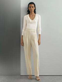 Reiss Rosie Scoop Ruffle Neck Silk Blend Top, Off White, Off White