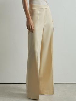 Reiss Anya Wide Leg Silk Blend Culottes, Cream, Cream